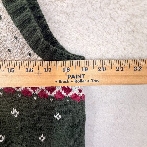The Quaker Factory Christmas Knit Sweater Vest Women Sze L Button Up Embroidered - Picture 6 of 11